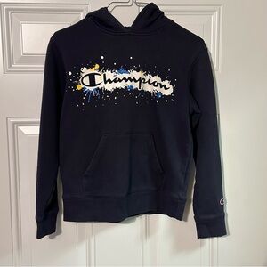 Champion Hoodie Youth Medium Blue Boys Logo Pullover Sweatshirt Sweater